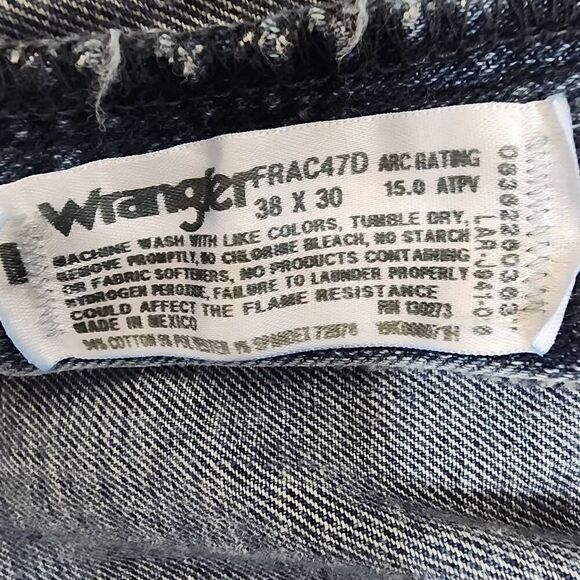 Wrangler FR Fire Resistant 38x30 Demin Jean Pants Men's H20 Work - Picture 8 of 9